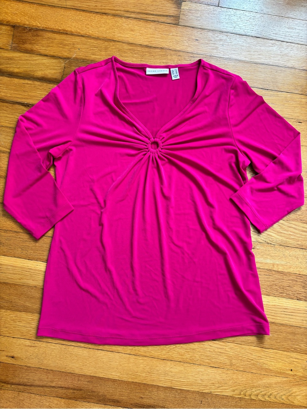 Susan Graver Keyhole V-Neck Top